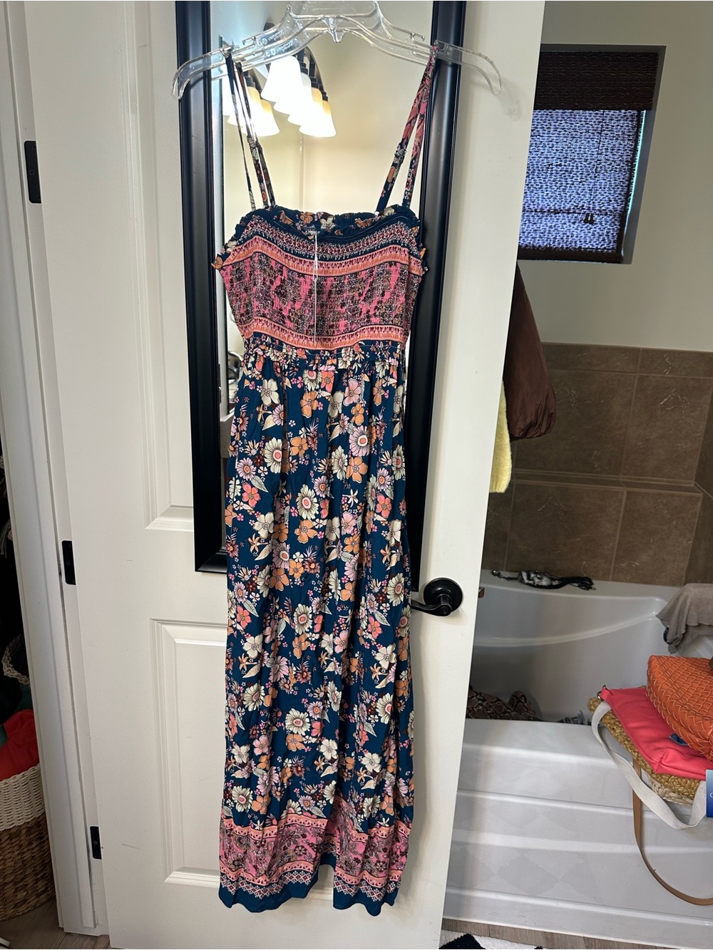 Boho Floral Maxi Dress in Teal and Pink - Picture 7 of 9